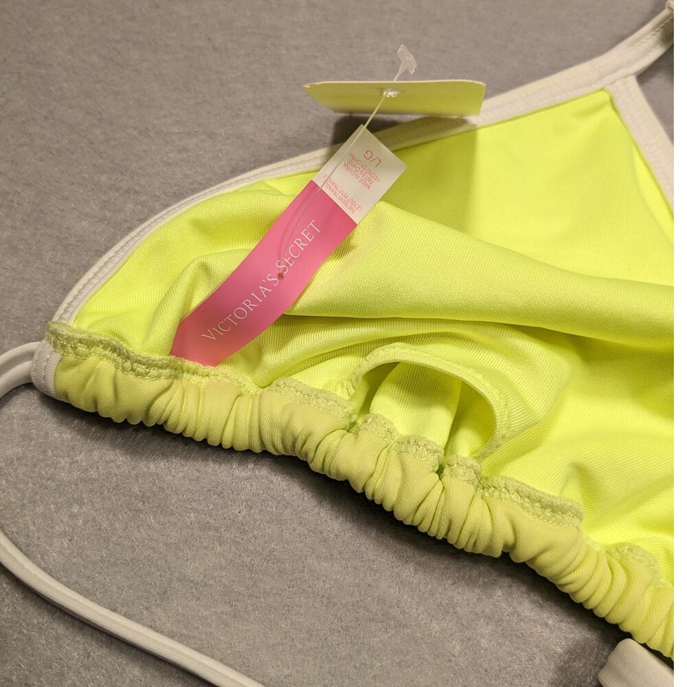 Victoria's Secret Bikini Top Women Large Butter Yellow String Y2K EUC - Picture 8 of 12
